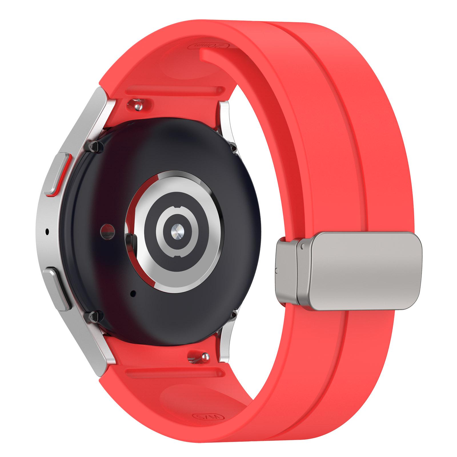 

Для Samsung Galaxy Watch7 40 мм магнитный складной серебряный ремешок для часов силиконовый ремешок Red