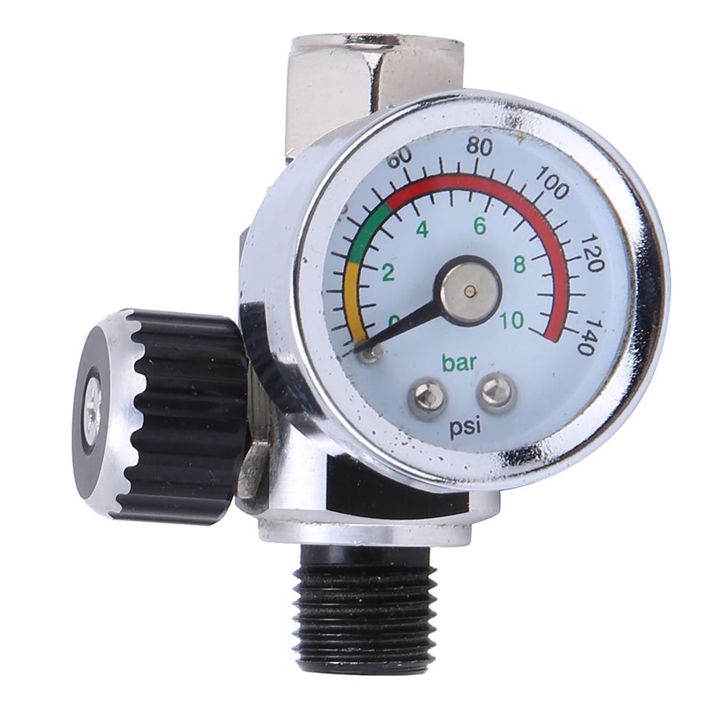 Air Pressure Regulator 0 10bar 0 140psi Aluminum Alloy Valve 1 4inBSPP Inlet Outlet ConnectorSilver