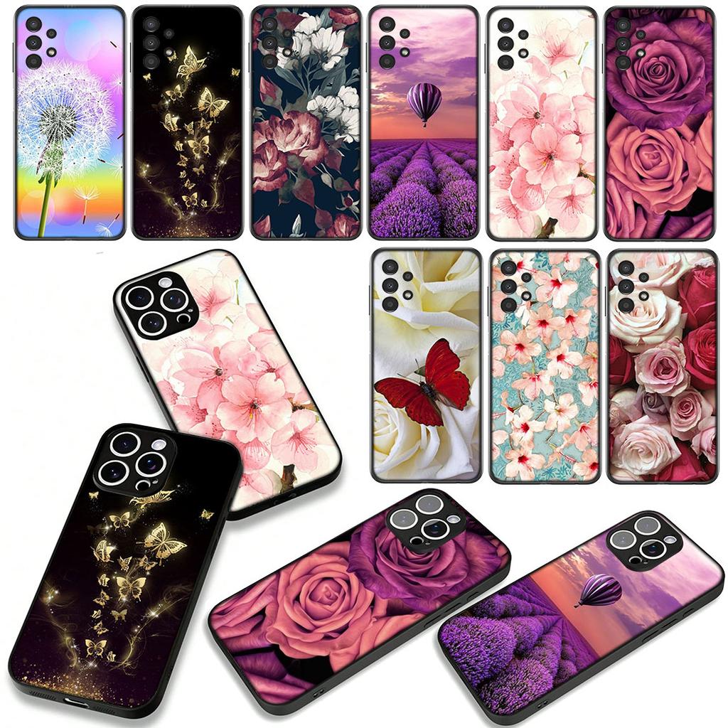 Rose infinity on Purple lavender flower Case for Samsung Galaxy A55 A54 A25 A36 A17 A26 A35 A33 A34 A37 S9 S20 S21 FE S10 Plus