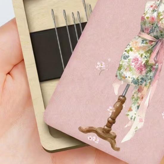 Sewing Needle Storage Box Wooden Magnetic Needle Holder Case with Lid Craft Supplies Storage Organizer Gift for Sewers