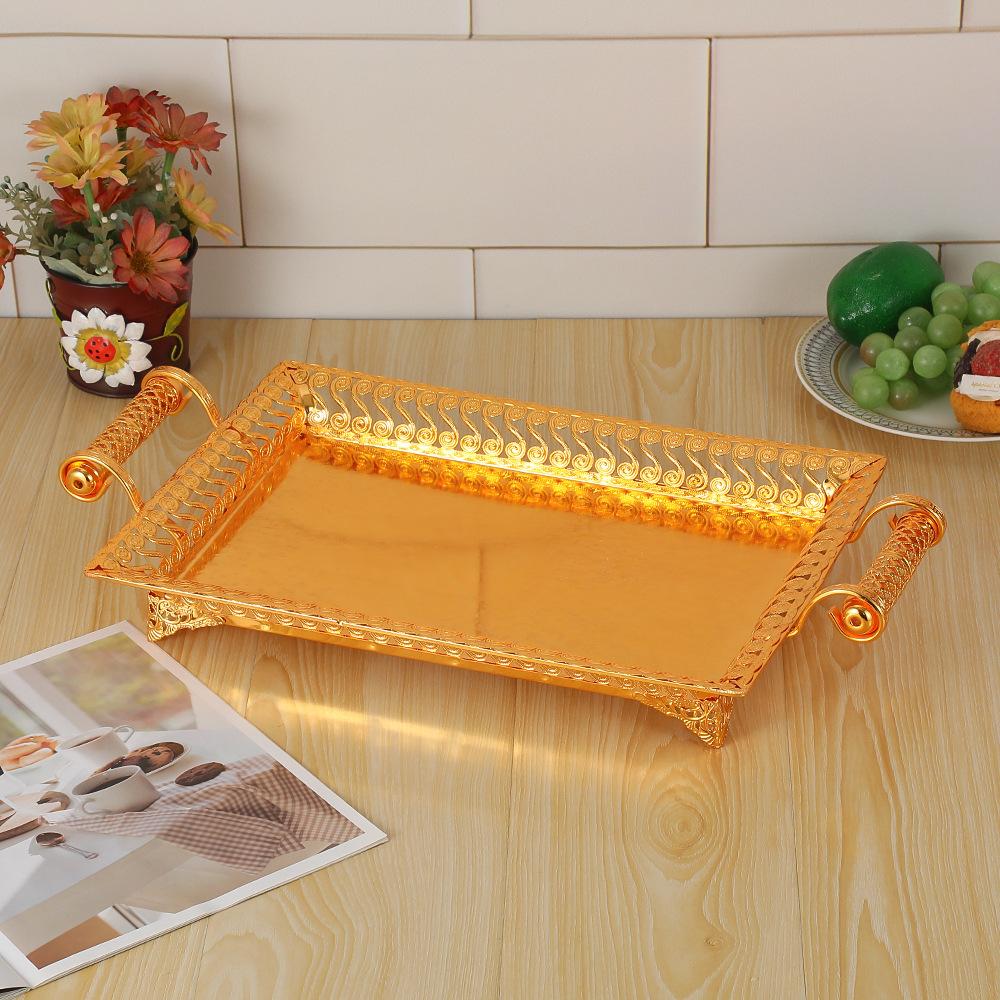 Fruit Plate Iron Fruit Serving Tray Rectangle Party Tray with 2 Handle Veggie Candy Tray for Table Dessert Snack