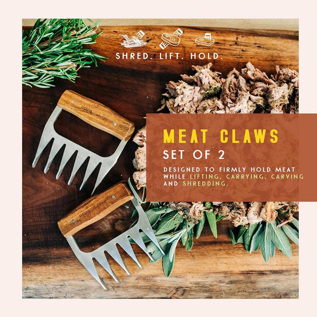 Premium 18/8 Stainless Steel Meat Shredder Claws with Wooden Handles: Effortlessly Shred, Pull, and Serve Pork, Turkey, Chicken, and Brisket!