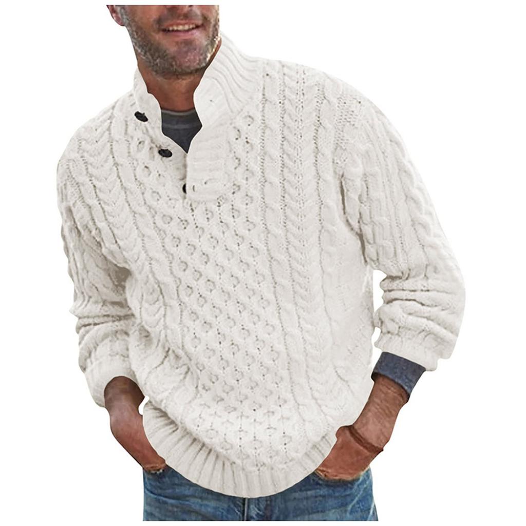 New Sweater Men's Solid Half High Neck Slim Long Sleeve Knitting Sweater