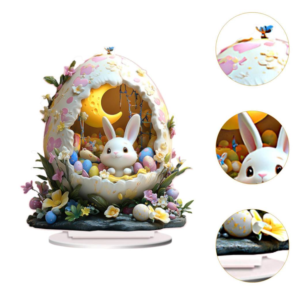 Easter Bunny Ornament Country Decoration Home Decor Ornament Party Supplies Rabbit Plaque 2D Rabbit Sign for Home Table Festive