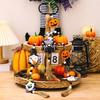 Halloween Wall Hangings Wooden Tassel Beads Pendants with Gnome Pumpkin Designs Ideal Ornaments for Tiered Tray Home Decorations
