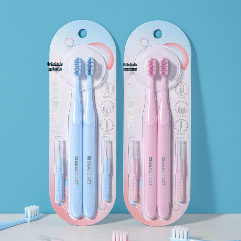 6-Pack U-Shaped Soft Bristle Orthodontic Toothbrushes for Teens & Adults