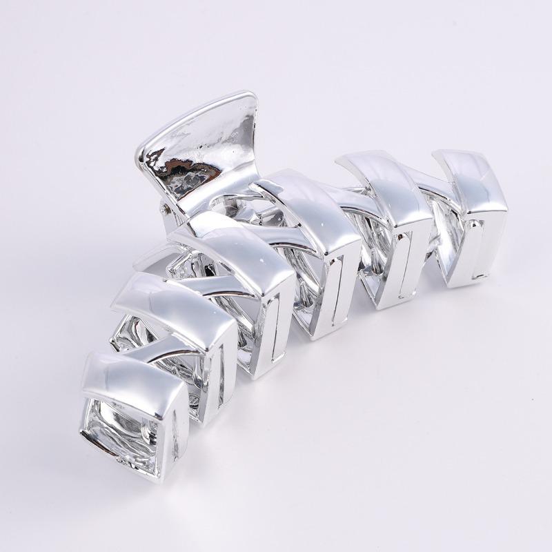 New Style Hair Clip Imitation Metal Plated Grab Clip Silver Large Grab Clip High-grade Light Luxury Accessories Hair Accessories