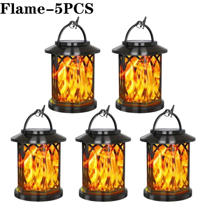 Solar Metal Flickering Flame LED Lantern Outdoor Hanging Light Heavy DutySolar Powered for GardenYard Patio Christmas Decoration
