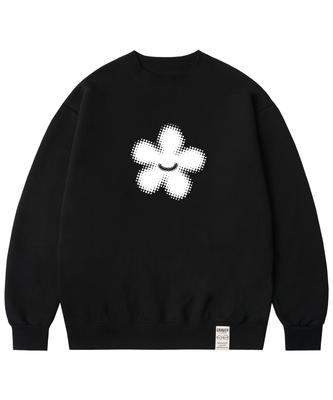 GRAVER [Unisex] Dot Silhouette Flower Sweatshirt_Black