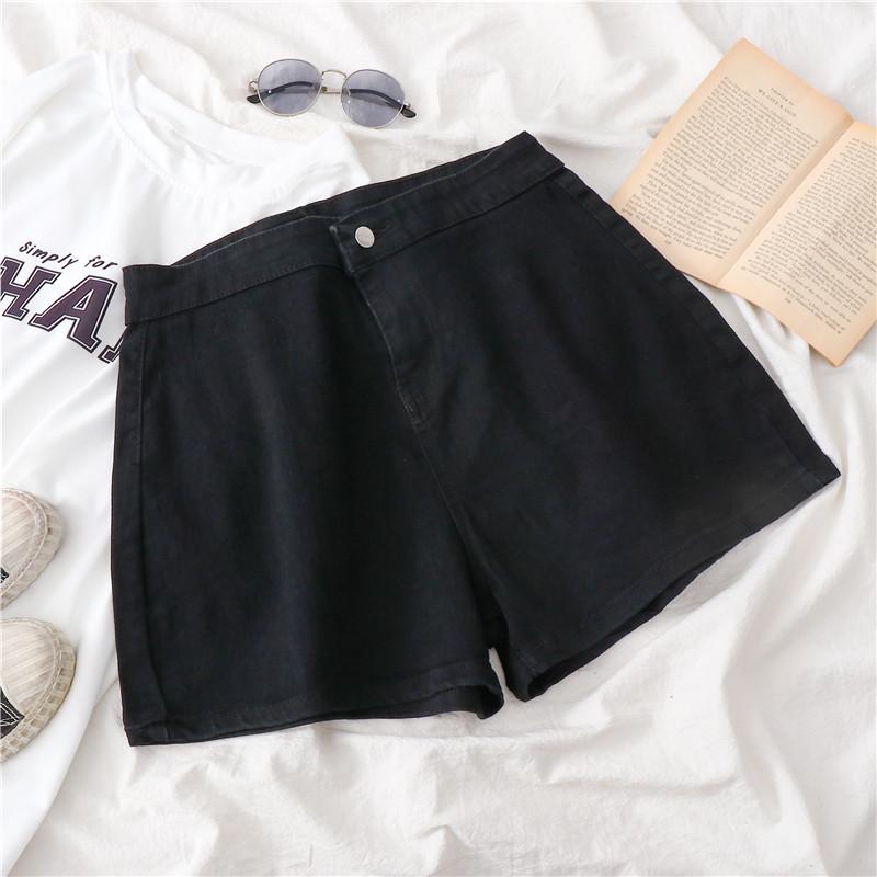 High-waisted Black Denim Shorts for Women, 2026 A-line Style, Lightweight Summer Fit for Petite Girls, Trendy Hip-Hugging Hot Pants