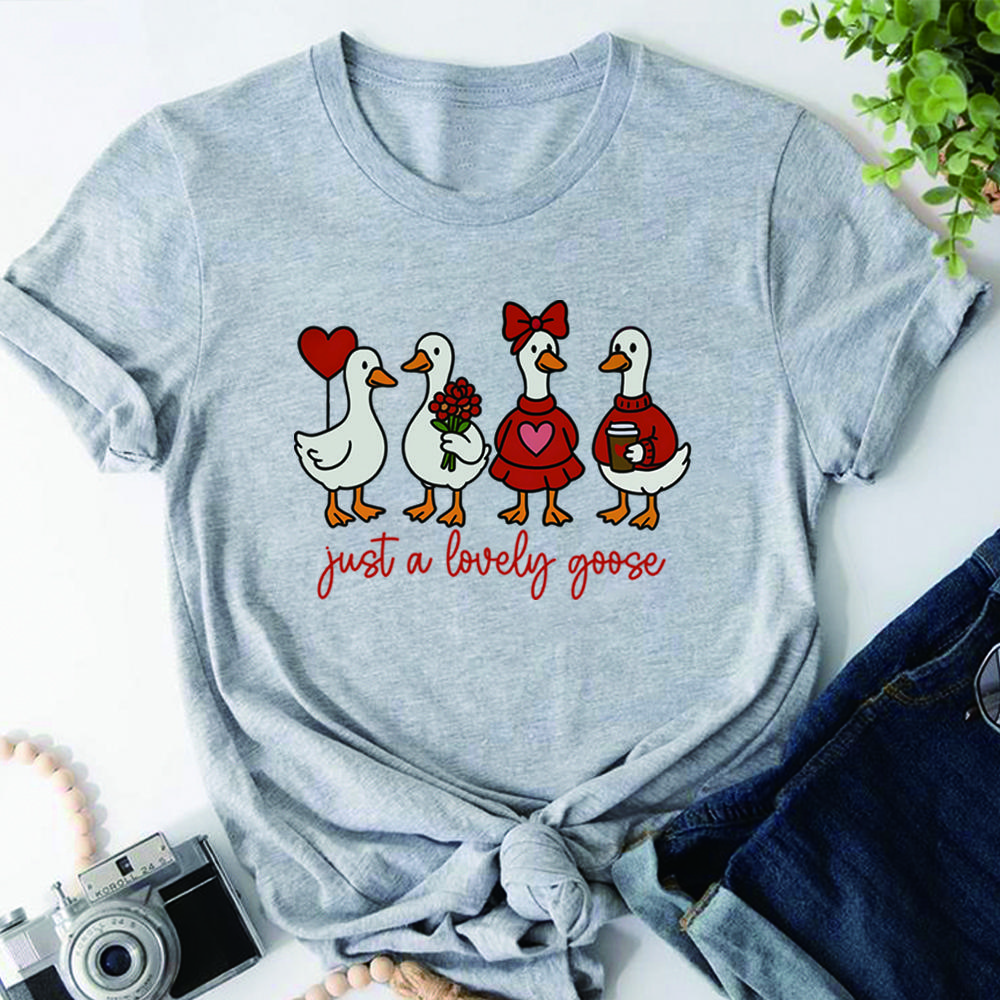 

Cute Lovely Goose Coquette Tshirt Valentine Goose Shirt Duck Valentines Shirts Silly Goose Shirts Unisex Short Sleeves Tops 4XL