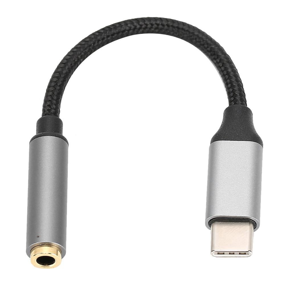 D0101 USBC Typ C Adaptérový port na 3,5MM Aux Audio Jack Kabel pro sluchátka USB(Šedá )