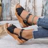 Large Size One-word with Wedge Heel Sandals Women's Buckle Thick-soled Woven Belt Light Beach Cool Slippers