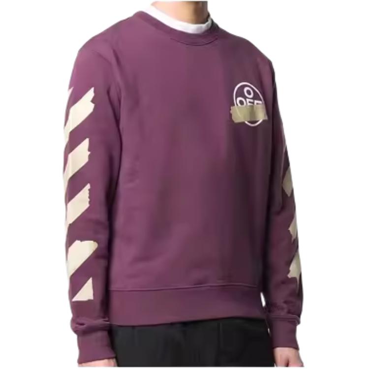 OFF-WHITE Diagonal Tape Arrows Crew Sweatshirt Purple Men Streetwear OMBA025R20E30002B248