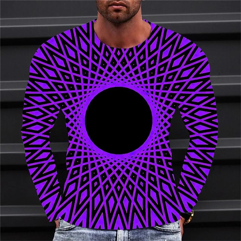 2024 Men'S Long Sleeve T-Shirts Harajuku 3d Print Graphic Men Oversized Clothing Fashion Street Tees Shirt Casual O Collar Tops