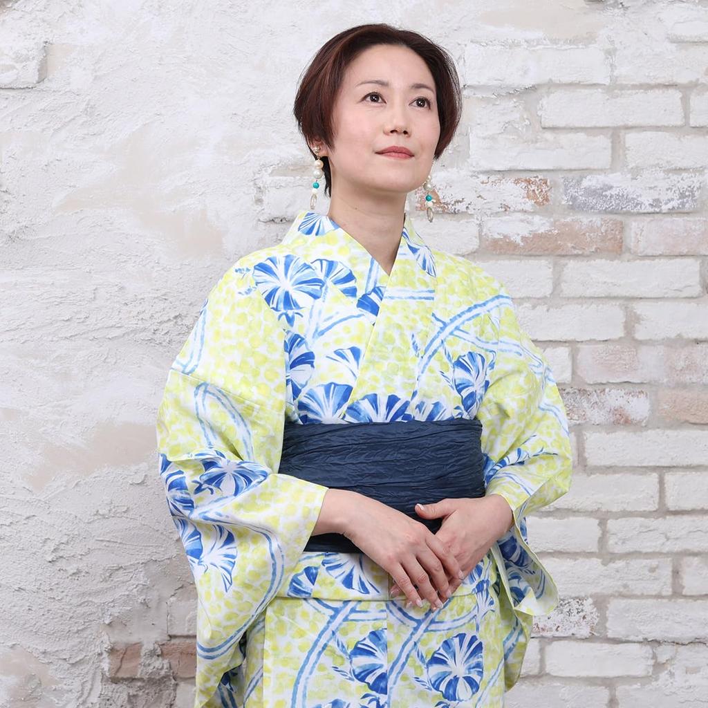 [Kyoto Kimono Yuzen] Women's Yukata (Sold Separately), Domestically DyedSewn, Combed Cotton, Retro Yellow, Floral Pattern, Japanese Clothing, Summer