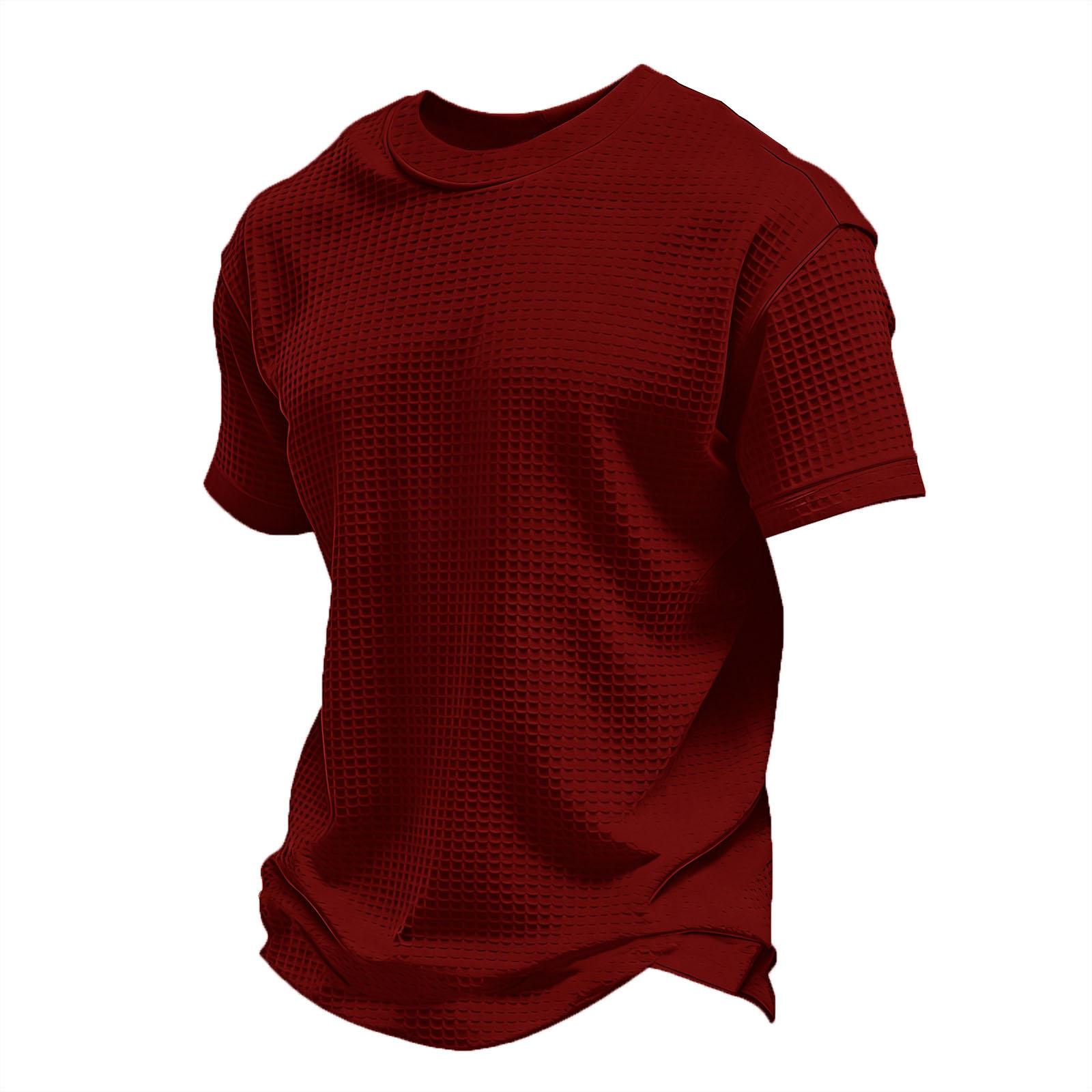 

Men s Casual Round Neck Lightweight Breathable Short-Sleeve Top XXL винний