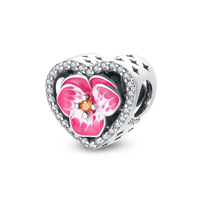 Spring Copper Color Sakura Butterfly Flowers Charm Beads Beads Fit 3Mm Original Design Bracelets Superior Diy Jewelry Birthday Gifts
