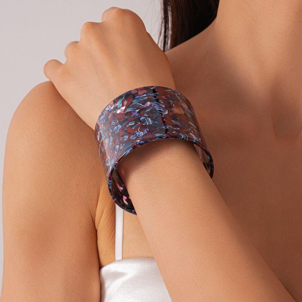 Geometric Open Wide Bracelet Europe American Style Smudged Hand Ring Acelete Plate Bangle  Girls