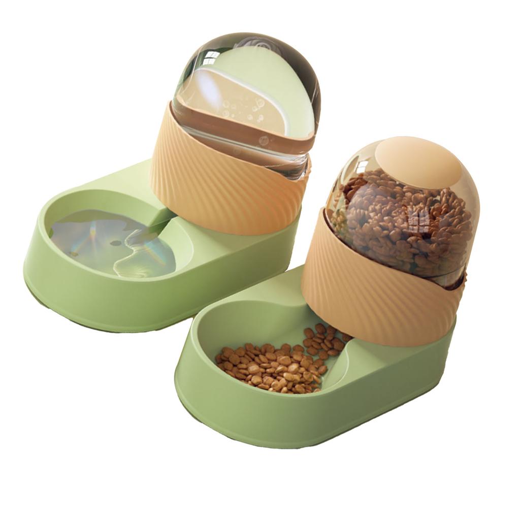 Pet Water Food Dispenser Transparent Removable Automatic Cat Feeder Waterer Set for Dog Puppy