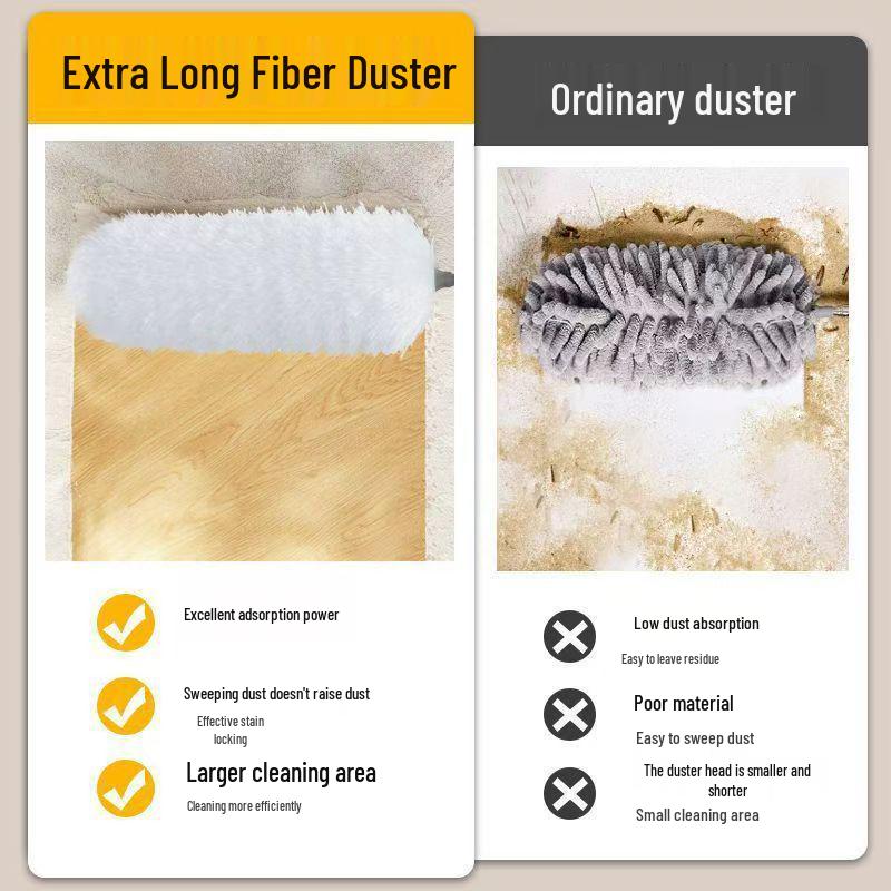 Retractable Electrostatic Chicken Feather Duster for Ceiling and Wall Cleaning