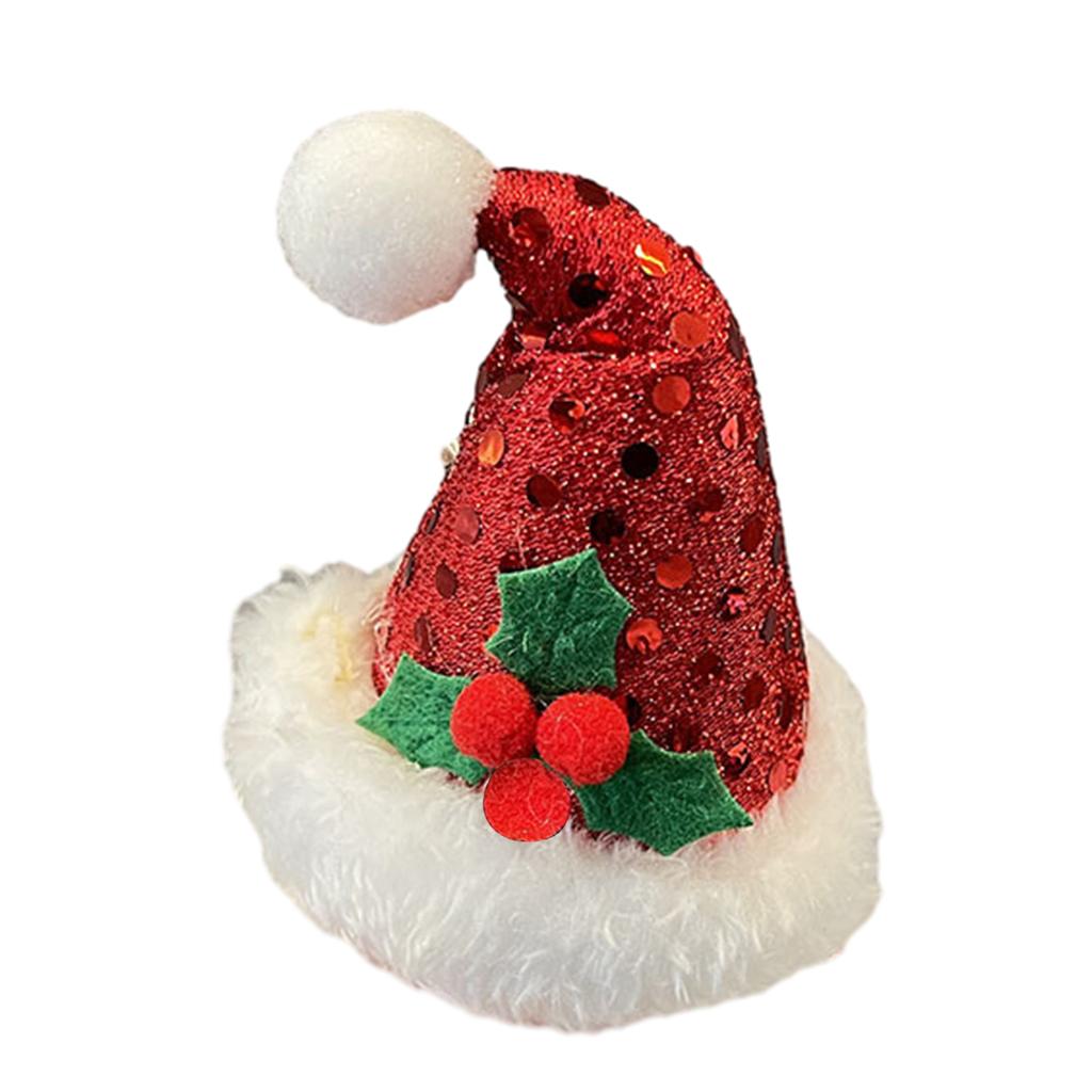 Mini Christmas Hat Shape Hairpins Hot Girls Punk Duckbill Hair Clip Festival Ponytail Bangs Hair Clip for Cosplay Santa