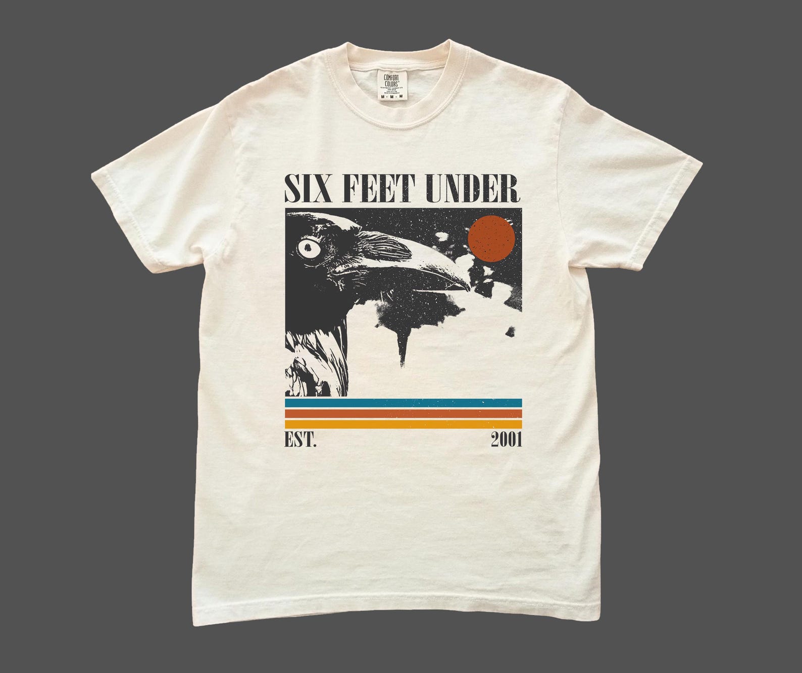 Six Feet Under Shirt - Retro Raven Graphic Comfort Colors Tee S