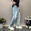 Summer thin American high street ripped beggar jeans men loose straight casual ruffian handsome retro long pants men
