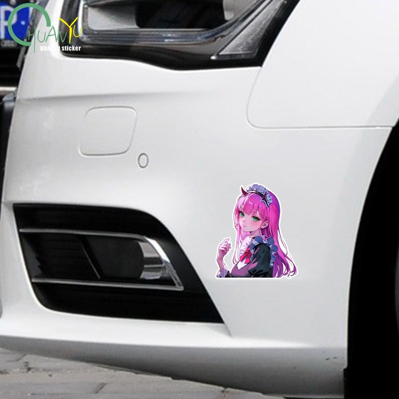 Japanese Comic Pretty Girl Cute Maid Dress Sticker Car Motorcycle Bumper Truck Vinyl Reflective Waterproof Sticker Decal