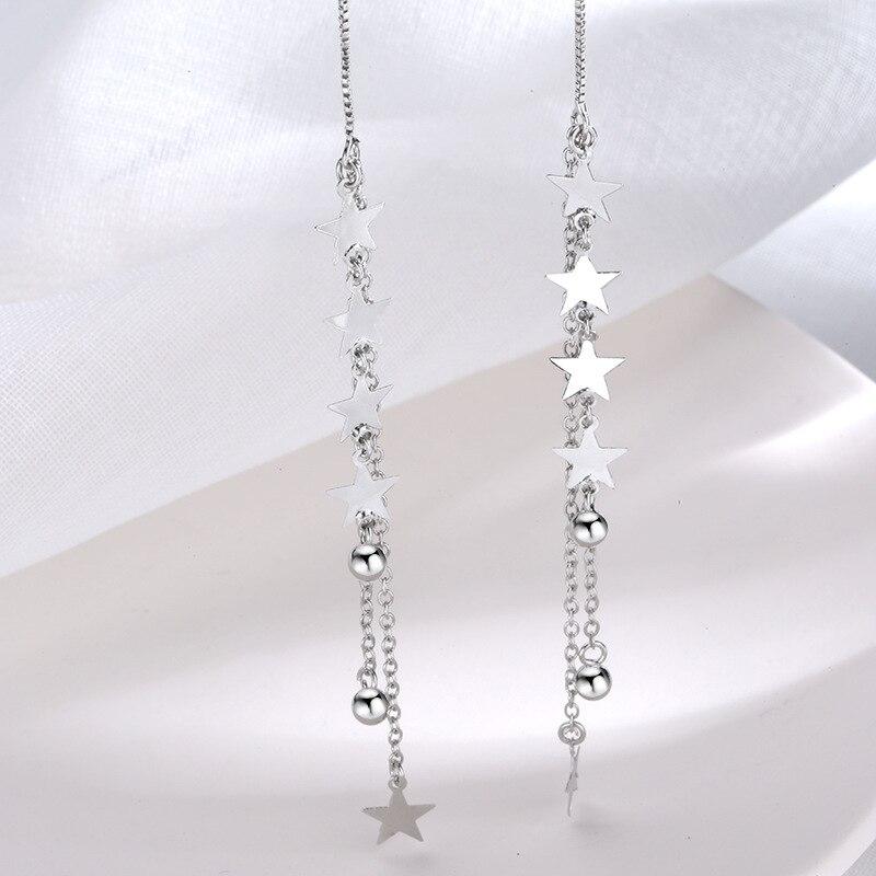 925 Sterling Silver Meteor Shower Ear Line Dámské náušnice s dlouhým střapcem Hvězda Řetízkové náušnice Korejské malé svěží šperky na přání
