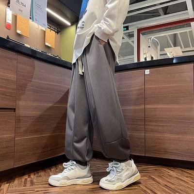 Fleece Thickened Solid Color Casual Pants Autumn and Winter New High Street Tide Brand Loose Leggings Sweatpants