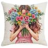 Pink Floral Set Sofa Pillow Case Nordic Simple and Versatile Linen Pillow New Car Cushion