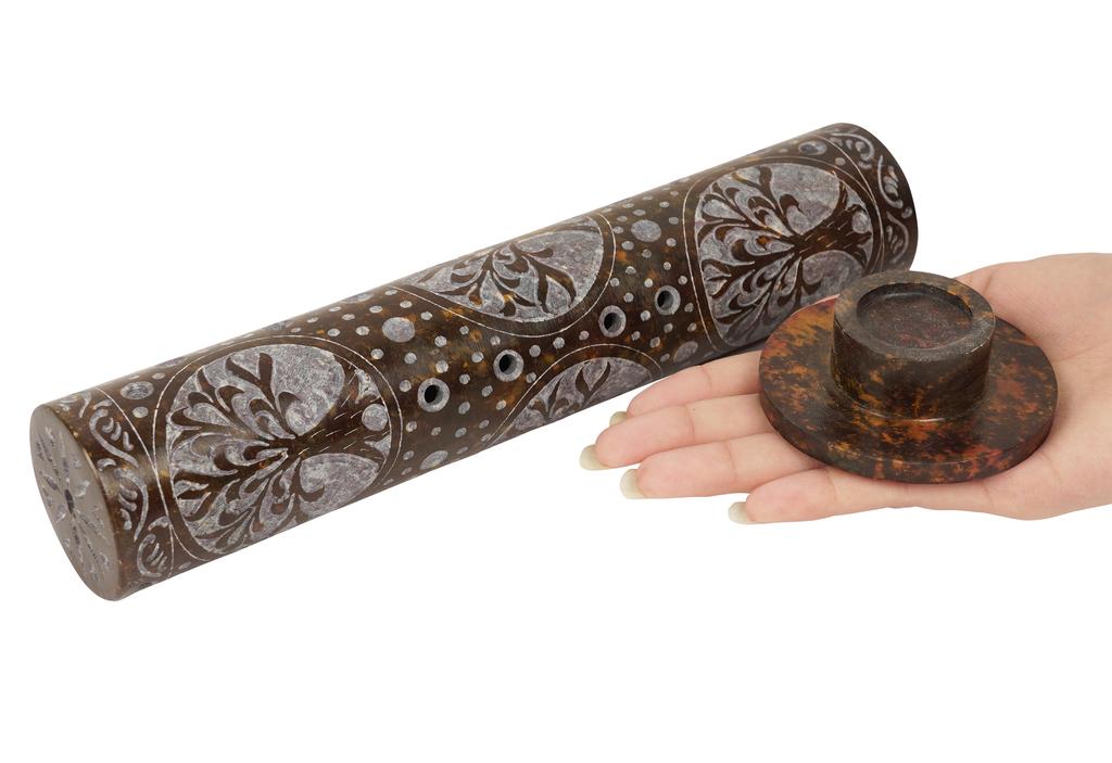 IBA Indianbeautifulart Ručně vyráběný kamenný hořák na vonné tyčinky | Držák na svíčku | Hořák na čajovou svíčku, perfektní vyřezávání stromu pro darování