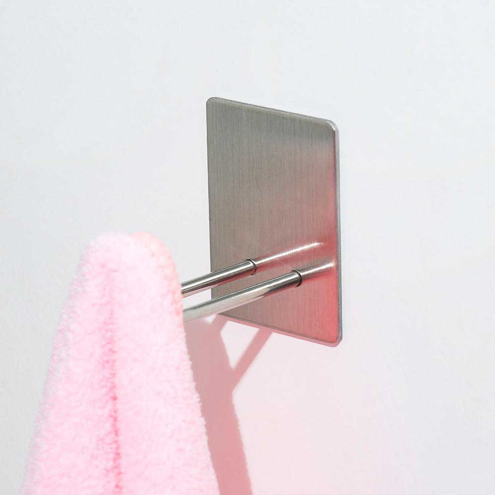 Rustproof Sticker Bathroom Clothes Hanger Adhesive Hooks Wall Door Holder Stainless Steel Hook
