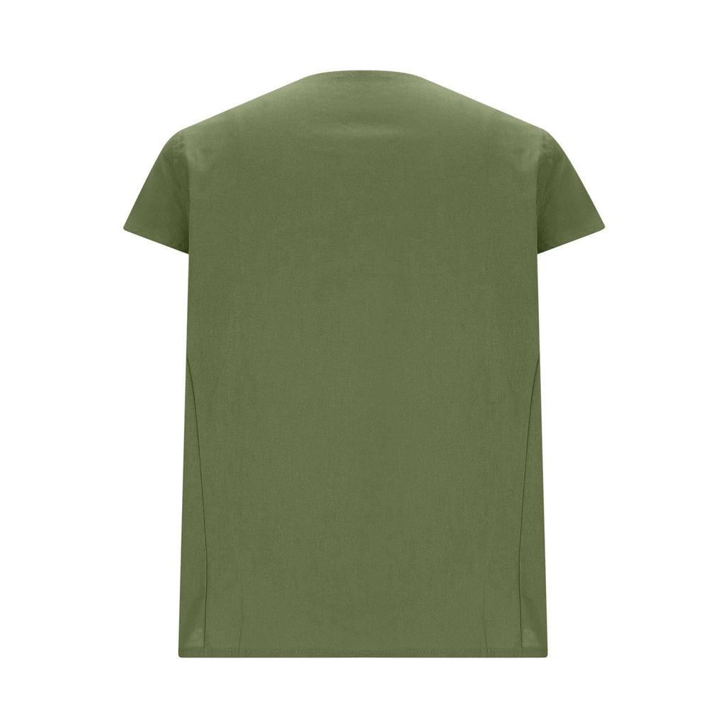 Women's Casual Pleated Button-Up Short-Sleeve T-Shirt Top