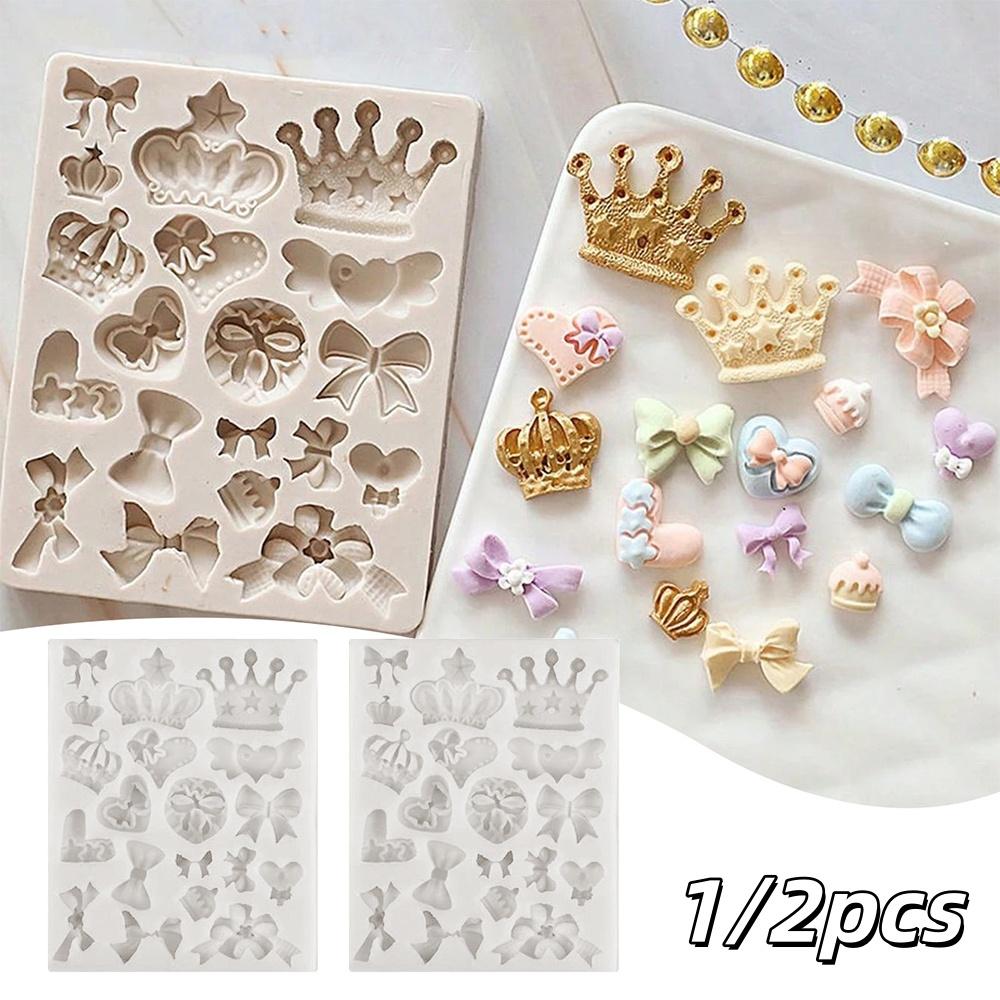 1/2pcs Crown Bowknot Shape Cake Silicone Mold Chocolate Pastry Candy Decoration Lace Patterntools Kitchen Baking Accessories