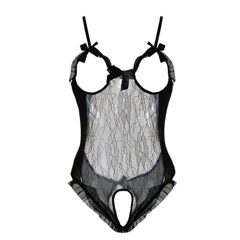 Erotic Lingerie For Women Sex Underwear Porn Outfit Dress  Bow Open Sexy Costume Open Crotch Transparent Lingerie Plus Size