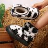 Warm Short Plush Cute Thick Bottom Snow Boots Women 2025 Winter Mix Color Leopard Platform Ankle Boots Brand Fluffy Fur Shoes
