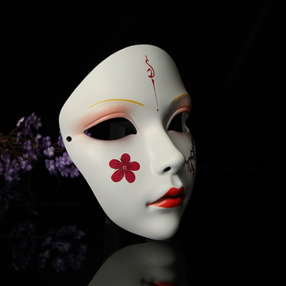 Dress Up Cosplay Geisha Mask Flower Japanese Mask Toy Hanfu Cosplay Mask  Party