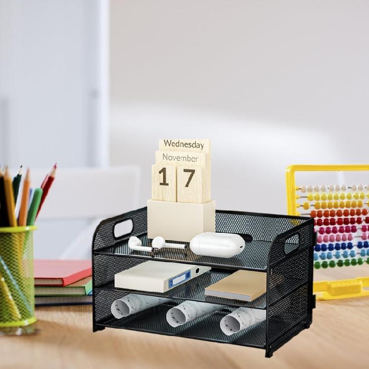 Organizador de Mesa de 3 Níveis Bandeja de Cartas Porta-Documentos Bandejas de Arquivamento Organizador de Papel Acessórios de Mesa Cadernos Suporte Classificador