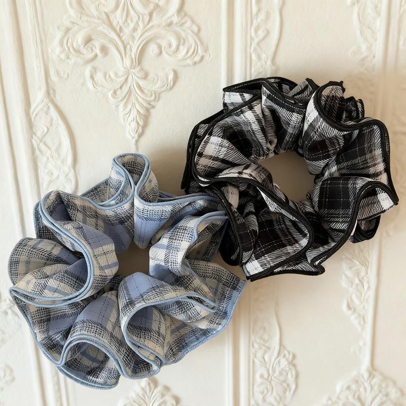 Elegant Four-Layer Lace Plaid Hair Tie – Stylish Hair Accessory for Women