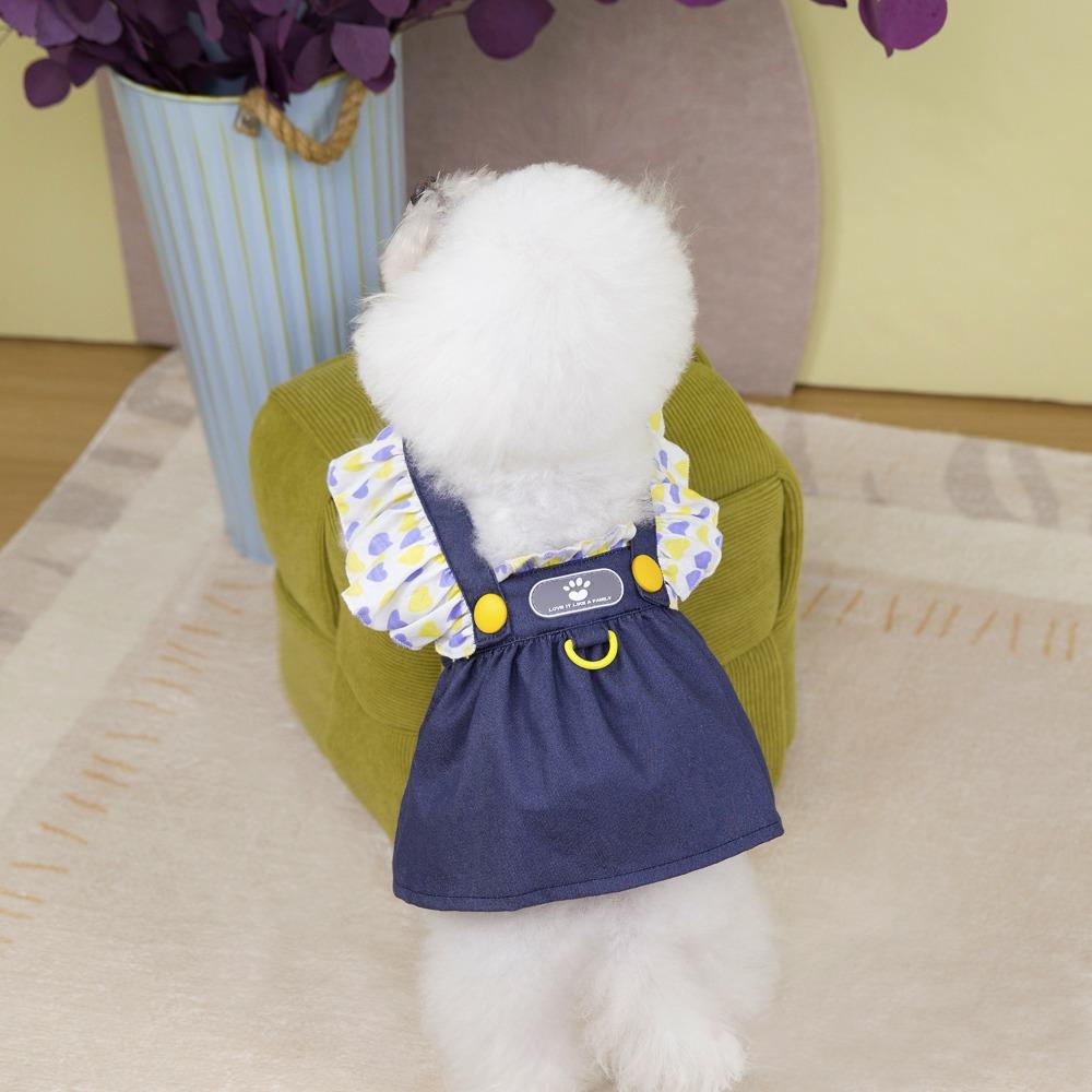

Cartoon Denim Puppy Princess Skirt Spring Summer Dog Costume Skirt Dog Ruffle Dress Spring Summer L темно-синий