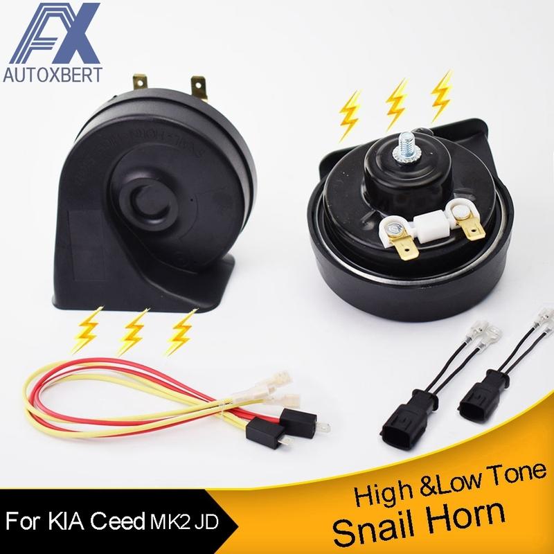 2 Pcs/Set Snail Horn 12V 125db 410/510Hz Auto Horns Waterproof High Low Pitch Loud Car Horn For Kia Ceed Cee'D MK2 JD 2012-2018