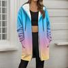 Women's Gradient Print Fashionable Loose Zipper Fleece Hoodie Jacket