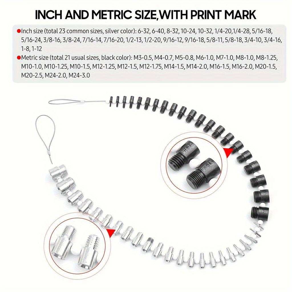 26pcs Handy Measuring Tool for DIYers Easy-to-Read Nuts & Bolts Size Identifier Thread Checker Set
