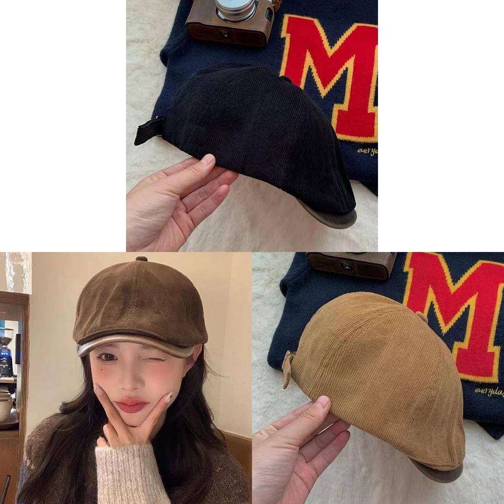 Corduroy Beret Hat For Women Autumn Winter With Breathable Warmth And Sun Protection