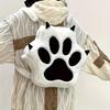 Cartoon Puppy Paw-Shaped Plush Large-Capacity Backpack,Featuring A Zip Closure Design,Stylish Faux Fur Leather Bag,Creative Trendy School Backpack