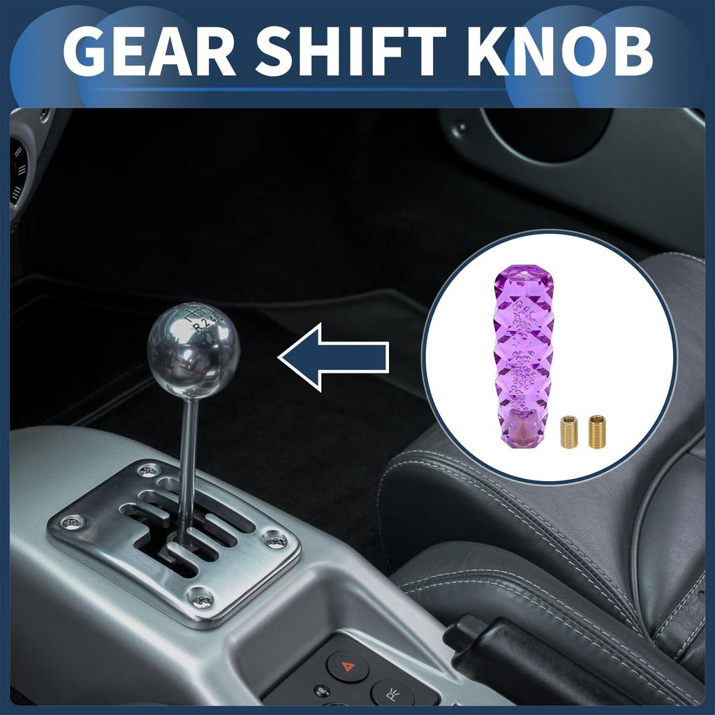 INFINAUTO Car Shift Knob 15cm Universal Automatic and Manual Car Gear Shift Knob with 2 Adapters Acrylic Purple 1 Set