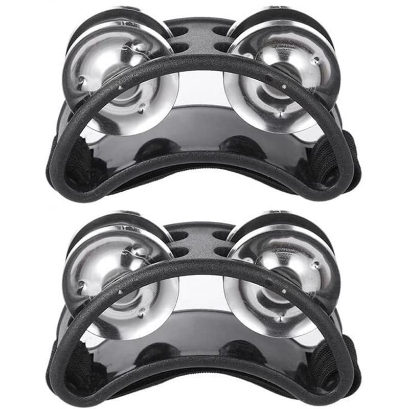 2PC Elliptical Drum Companion Hand Foot Jingle Drum Children Musical Educational Tambourine Percussion Instruments For KTV Party