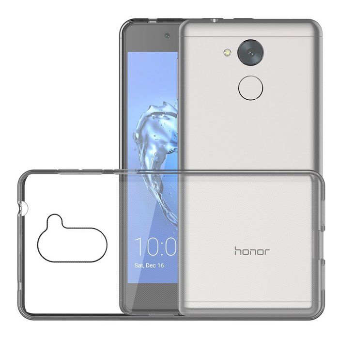 Coque et tour de cou pour Honor 6C - TPU Souple Transparent Cordon Noir réglable Phonillico®